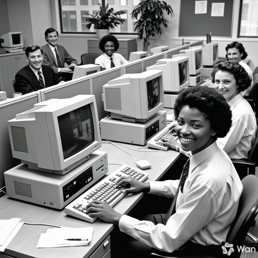 smiling employees engaged in their tasks, smiling employees engaged in their tasks,