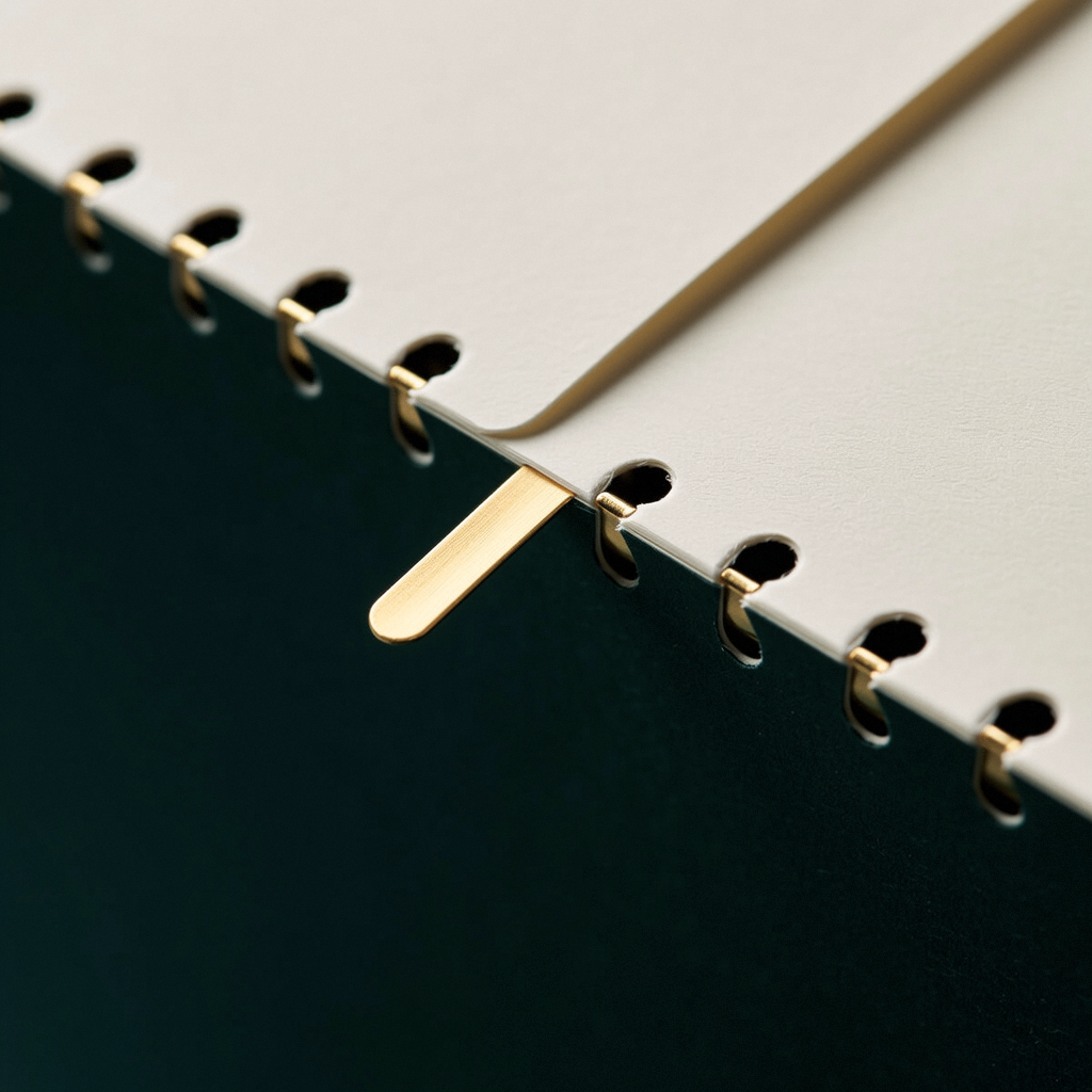 Perforations de classeur et intercalaire doré
